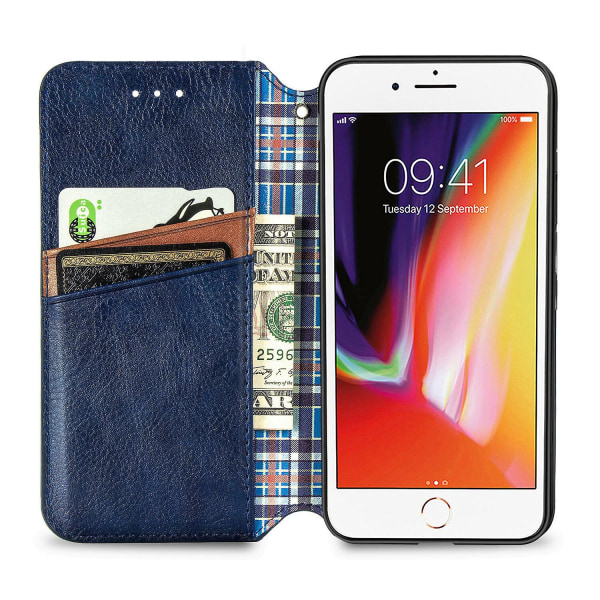 Case För Iphone 8 Plus Flip Cover Plånbok Flip Cover Plånbok Magnetisk Skyddande Handytasche Case Etui - Blå null none