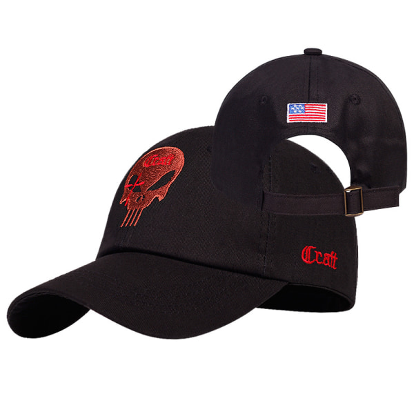 Kardborre Camo Punisher Outdoor Tactical Hat Solhatt black red