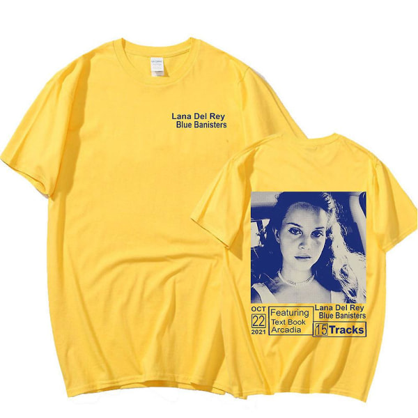 Sångerska Lana Del Rey T-shirt Blå räcken Musikalbum Kortärmade Grafiska T-shirts Vintage Harajuku T-shirts Streetwear Unisex Navy Blue L