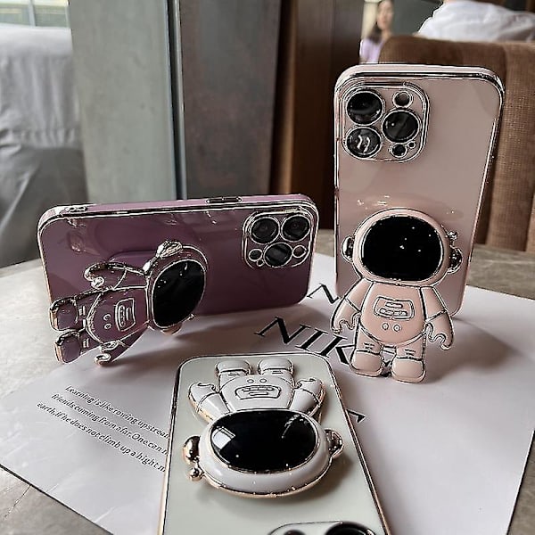 Astronaut Hidden Stand Case Kompatibel Samsung Galaxy S22/s22+/s22ultra Nytt elektropläterat Case Purple S22 Plus