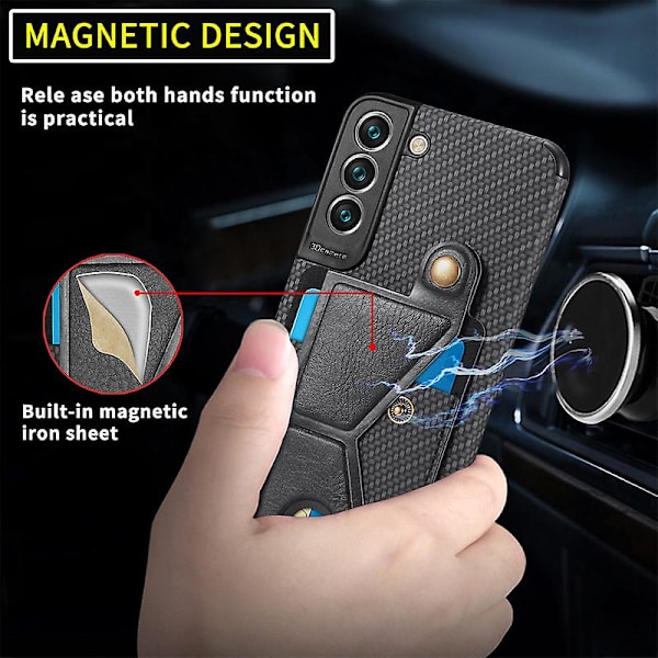 Phone case för Galaxy S22 Phone case Stötsäker telefonhållare Kortplats Multifunktionell black