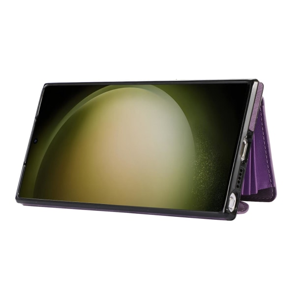 Stativskal för Samsung Galaxy S23 Ultra Rfid Blockerande kortväska Phone case Pu Läder+tpu cover Purple