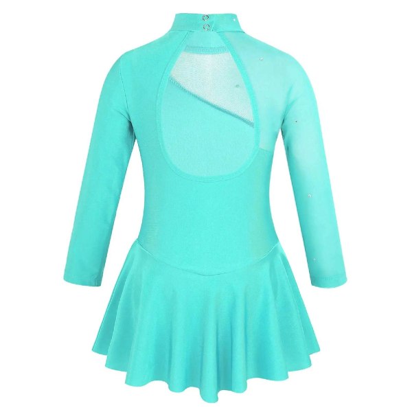 Balett Gymnastik Trikå Klänning Barn Flickor Balett Trikåer För Dans Ballerina Cutouts Bakom Samtida Konståkningsklänning 8 Mint Green