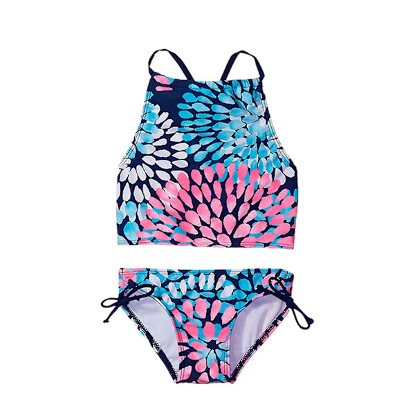 Barn Flickor Blommiga tankbyxor Bikini Set Baddräkt Strandbadkläder Sommarbaddräkt A 7-8 Years