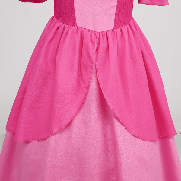 2023 gränsöverskridande flickklänning spets sömnad puffärm Amazon barnklänning cosplay Princess Biji klänning 23028# Rose Red 100cm