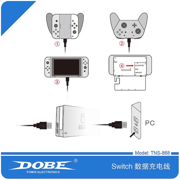 Switch Data laddningskabel USB laddningskabel 1,5 m Switch laddningskabel Tns-868 black none