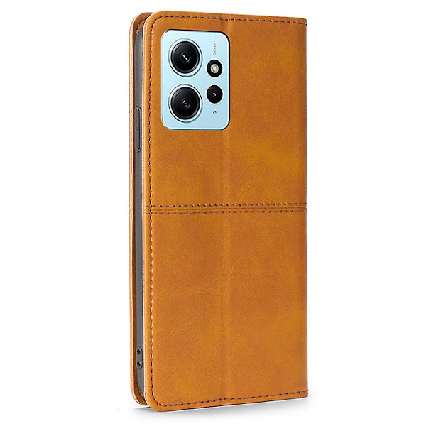 För Xiaomi Redmi Note 12 4g Korthållare Cover Kohud Texture Pu Läderställ Phone case Shell Light Brown