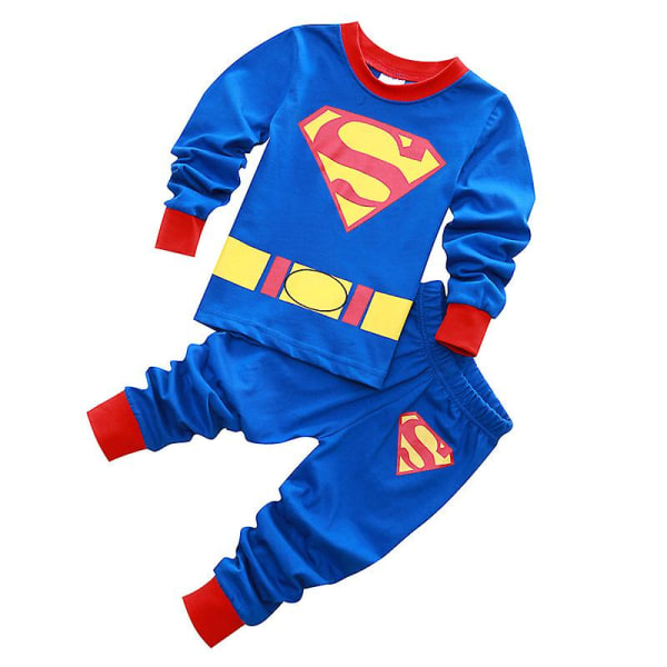 Barn Pojkar Flickor Spiderman Superman Casual Långärmad Nattkläder Pyjamas Set Outfit Loungewear Blue Surperman 5 Years