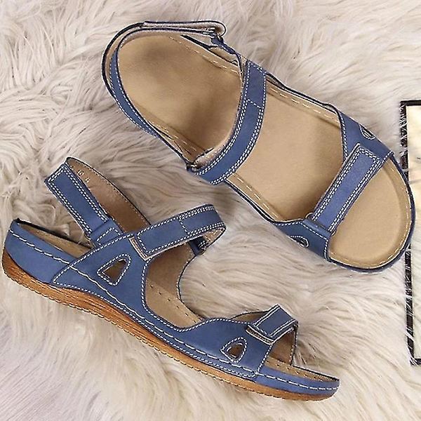 Ortopediska Casual Wedges Slingback Sandaler för kvinnor Anti-halk öppen tå Bekväma sommarskor Blue EU 42
