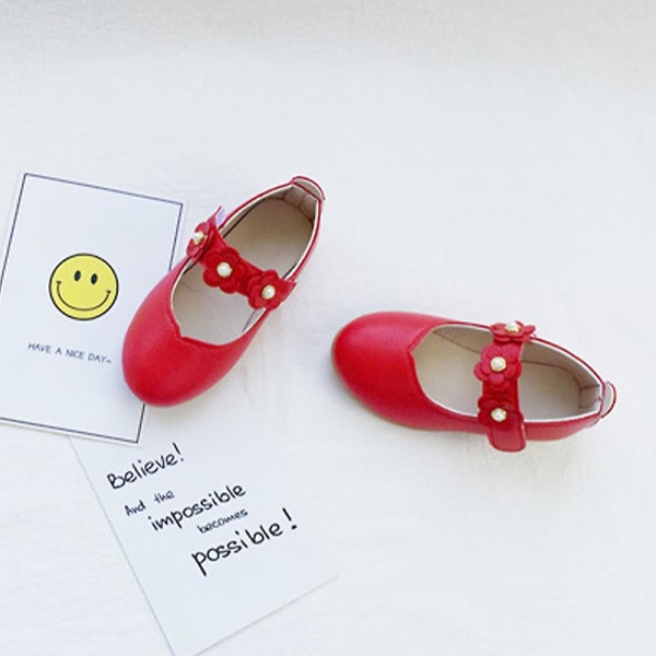 Flickor Pure Color Sandaler Casual Summer Shoes Closed Toe Flats Red EU 26