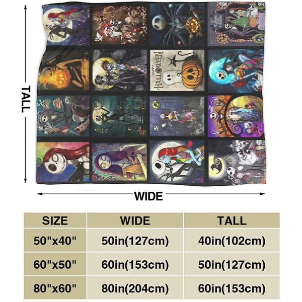 The Nightmare Before Christmas Jack And Sally Blanket Anime Flanell Fleece Plyschfilt All Seasons Plysch Fuzzy Lättvikt Super Soft Plus 50x40in 125x100cm