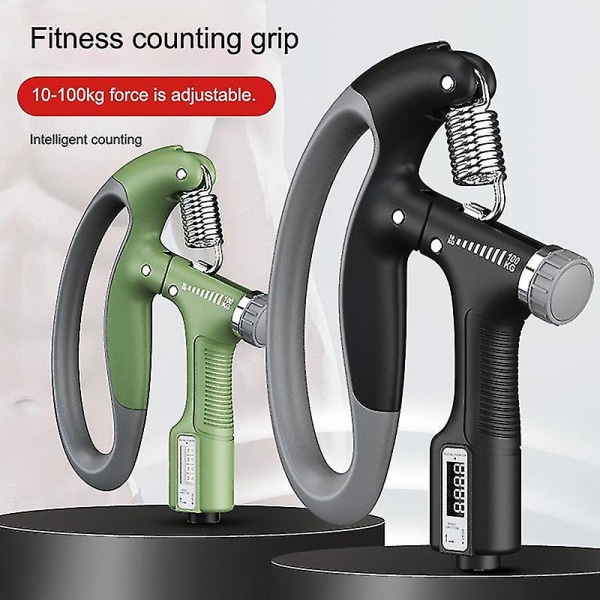 100 kg Justerbar Heavy Grip Fitness Elektronisk Counter Hand Grip Handled Ökning -zz Green