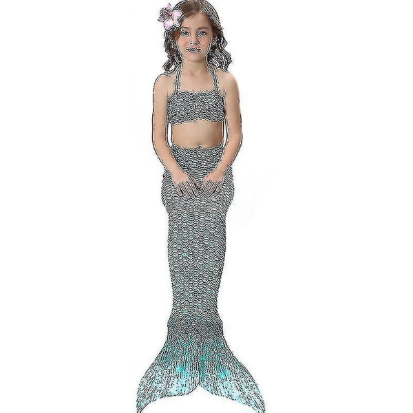 Barn Flickor Mermaid Tail Bikini Set Badkläder Baddräkt Simdräkt Hög kvalitet Dark Green 140