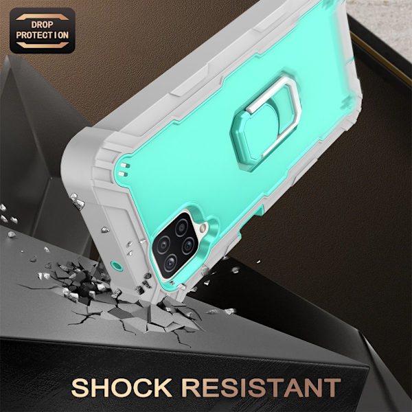 Case för Samsung A12 5G Case, Galaxy A12 Case, Allytech Slim Fit Rugged 3-lagers stötsäkert skydd Hybrid Kickstand Phone case Cover för gray+green