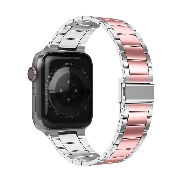 Rem för Apple Watch 45 mm / 44 mm / 42 mm Länkar i rostfritt stål Silver och Rosa