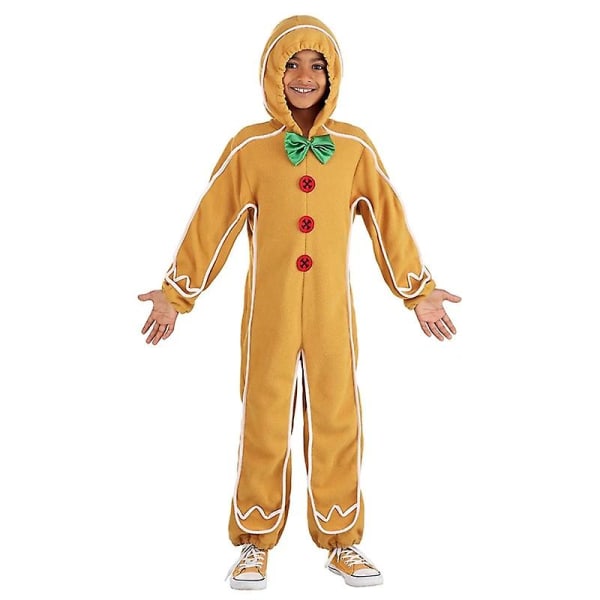 Unisex barn Gingerbread Jumpsuit Jul Carnival Cosplay Vuxen Gingerbread Man Onesie kostym Bästa valet Adult Size XL