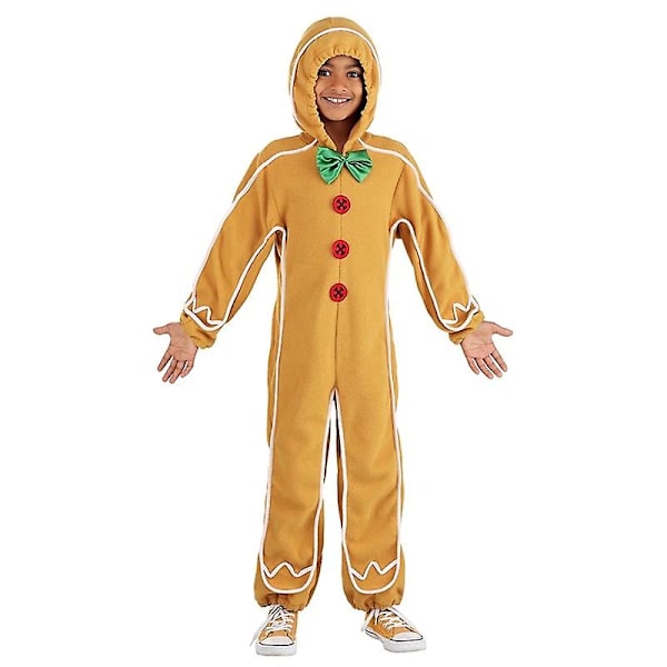 Unisex barn Gingerbread Jumpsuit Jul Carnival Cosplay Vuxen Gingerbread Man Onesie kostym Bästa valet Kid Size M