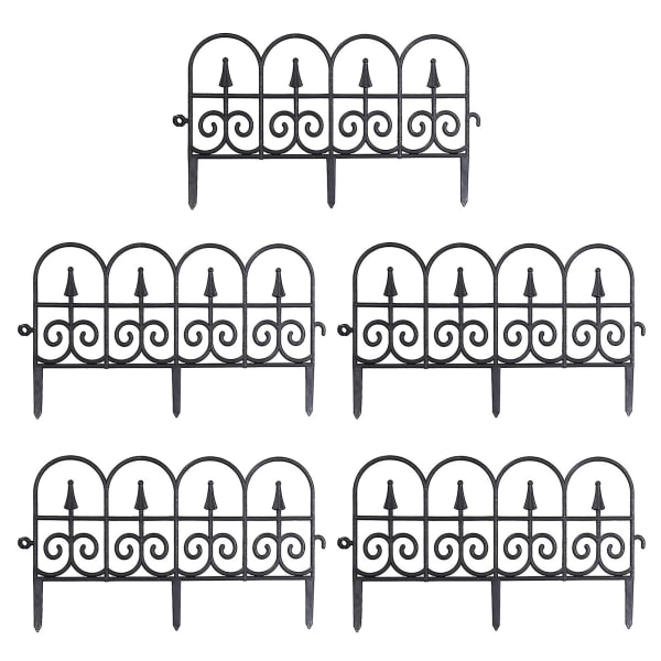 5 st Trädgårdskant Dekorativ staketkant Utomhusväxt som gränsar gräsmatta kant staket för trädgårdsinredning Flexibel Black