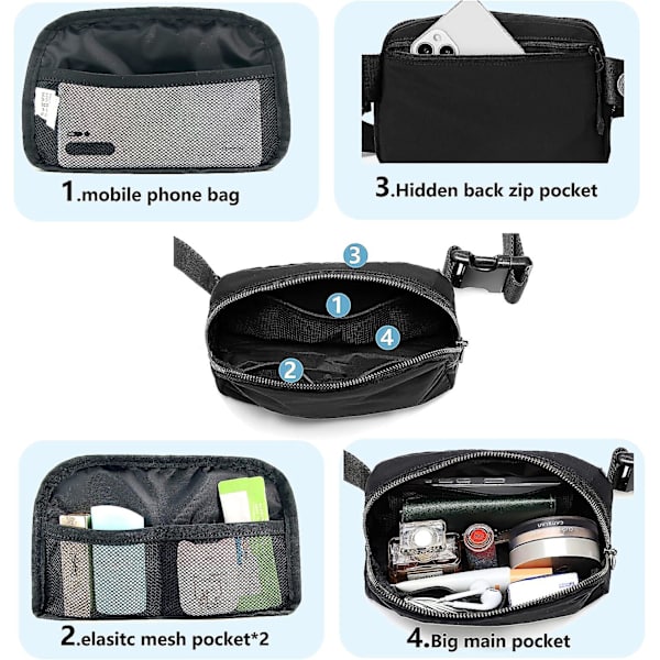 Fanny Bältesväska Midjepaket Crossbody-väskor Rumsväska för löpning Vandring Resepass Justerbar rem för kvinnor Pink none