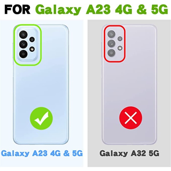 TASHHAR Samsung Galaxy A23 5G- case med integritetsskärmskydd och magnetiskt bilfäste Kickstand Military Grade Double Layer Drop Protectio rosered&green