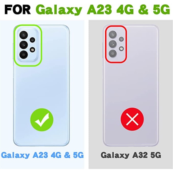 Xhy Samsung Galaxy A23 5G- case med skärmskydd och magnetiskt bilfäste Kickstand Militärklass helkropp dubbellagers fallskydd rosered&green
