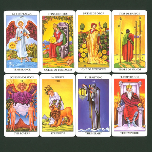 Espa ñ ol Rider Tarotkort i spanska versionen Br ä dspel Divination Deck f ö r ny ö rjar med Guide Book Oracle Cards Guidebok Ljusgrå none