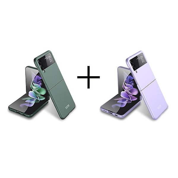 Phone case För Phone case För Samsung Galaxy Z Flip 3 5g Pc Phone case/flerfärgat Matt Phone case 2st Dark Green Purple