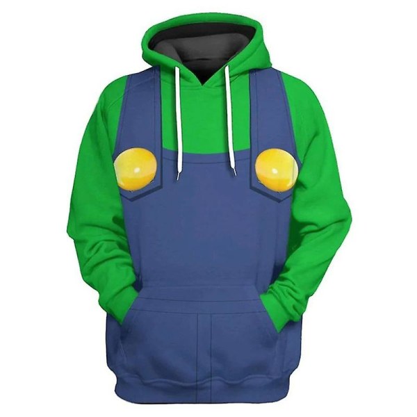 Luigi Costume Vuxen Barn Hoodie Filminspirerad Halloween Cosplay Sweatshirt Q1 Adult-4XL