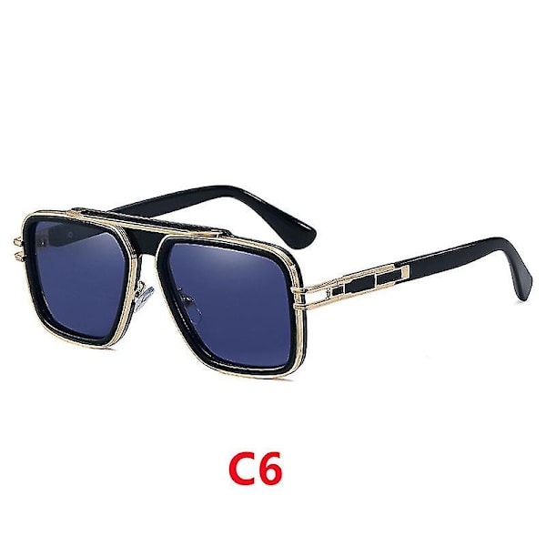 Square Aviator Solglasögon För Kvinnor Män Retro Aviator Solglasögon UV-skydd Designer Pilot 70-tal 80-tal Solglasögon C6