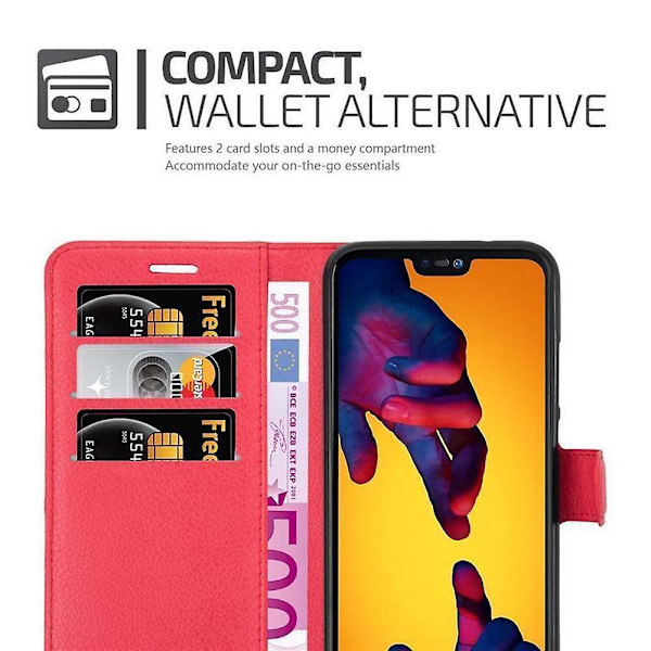 Huawei P20 LITE 2018 / NOVA 3E Cover Case Case - med kortplatser och stativfunktion CARMINE RED P20 LITE 2018 / NOVA 3E