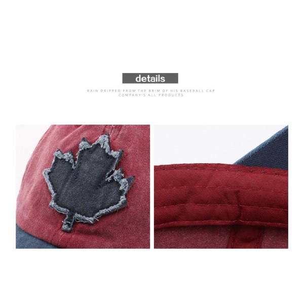 Maple Leaf Colored Bomull baseballkeps Street Black röd