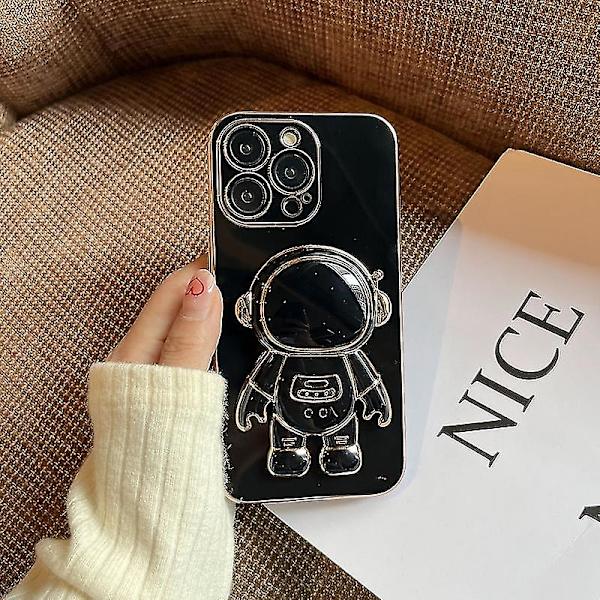 Astronaut Hidden Stand Case Kompatibel Samsung Galaxy S22/s22+/s22ultra Nytt elektropläterat Case Black S22