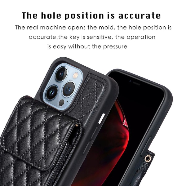 Bf22-stil för Iphone 13 Pro Kickstand Cover Pu Läderbelagd TPU-kortplatser Phone case Black