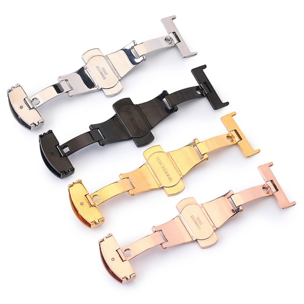 Hopeup watch 10 mm/12 mm/14 mm solid metall dubbel tryckknapp Butterfly Watch Arm Vikspänne för urmakare Black 10mm