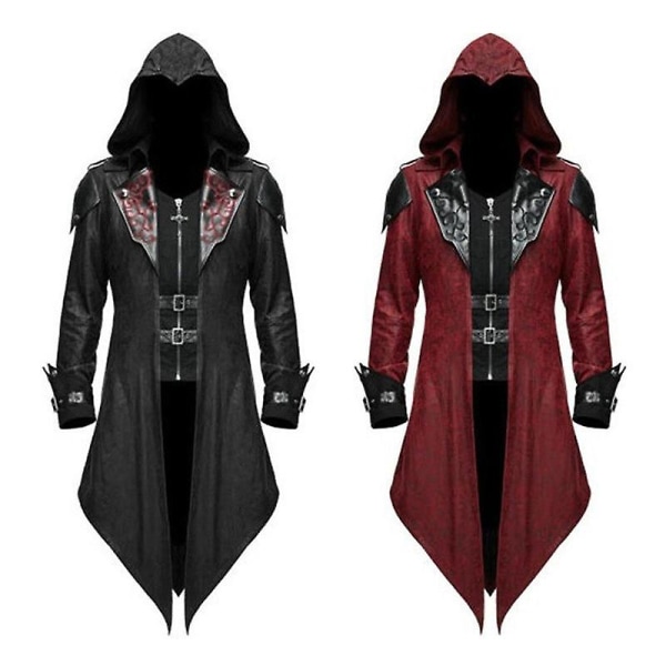 2023 New Medieval Assassin Game Assassins Creed Cosplay kostym Edward Streetwear Huvjacka Ytterkläder Halloween festkläder Black M