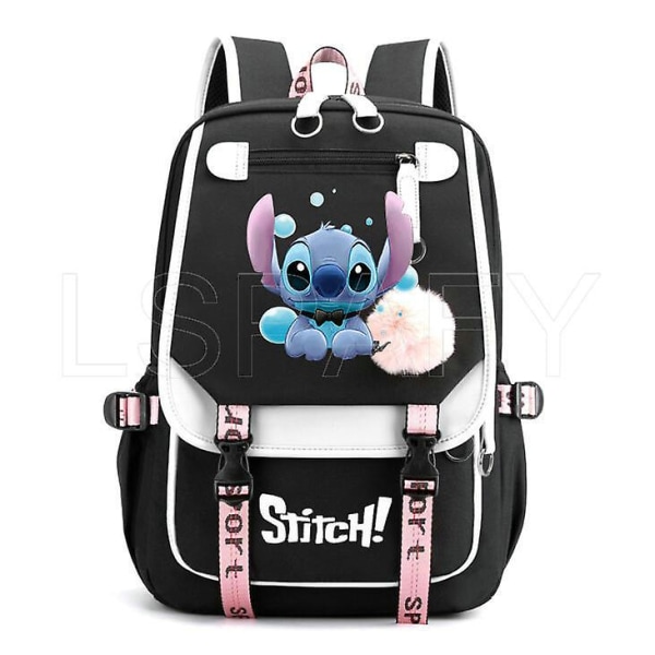 Disney Stitch Ryggsäck USB Laddning Resor med hög kapacitet