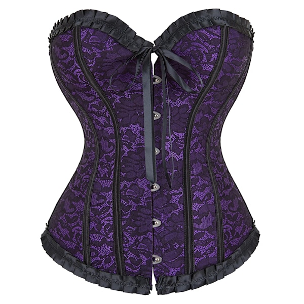 Lila Röd Överbyst Korsett Fram Spänne Stängning Korsett Clubwear Bustier Topp Cosplay Kläder 5XL Purple