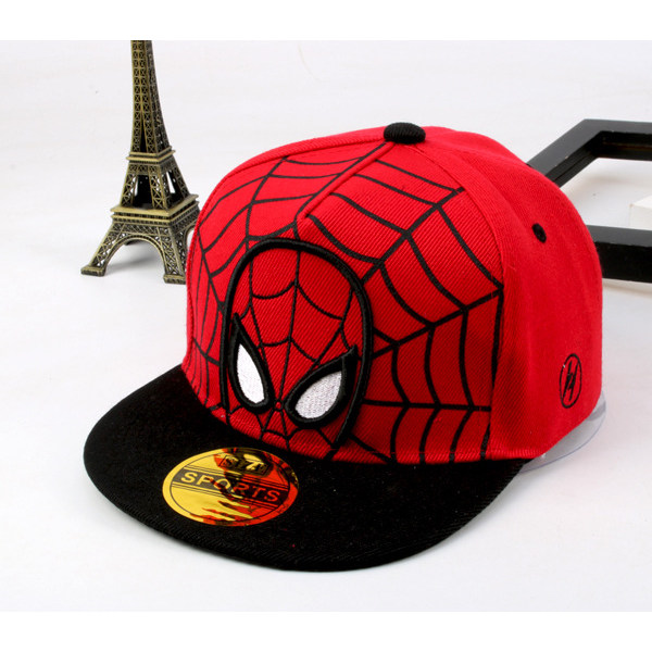 Spider Man Flat brimmed cap Barns baseballkeps Svart kant + röd