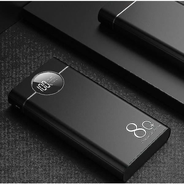 80000mah Bärbar Power Bank med LED-ljus Digital Power black