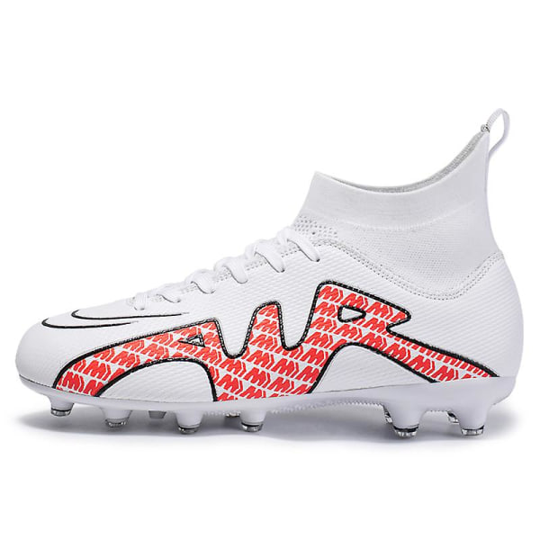 Fotbollsskor för män Halkfria fotbollsskor Klossar Gräs High-Top Utomhus/Inomhusträning Atletisk Sneaker Ck15-1 WhiteRed 44