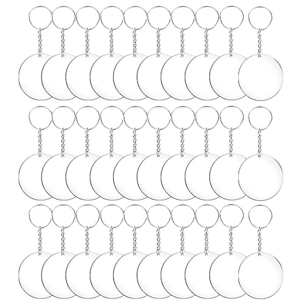 48 st Akryl Transparent Circle Discs Set Nyckelringar Klar Rund Akryl Nyckelring Blanks Nyckelring för gör-det-själv (transparent) Transparent 96PCS 15x5x1cm