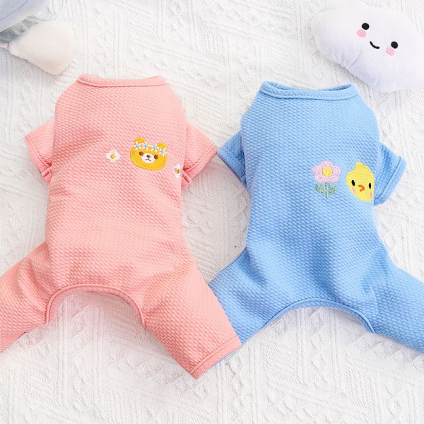 Hundkläder Fyrbenta byxor med blå botten, liten gul kyckling Blue Bottom Chicken 2XL