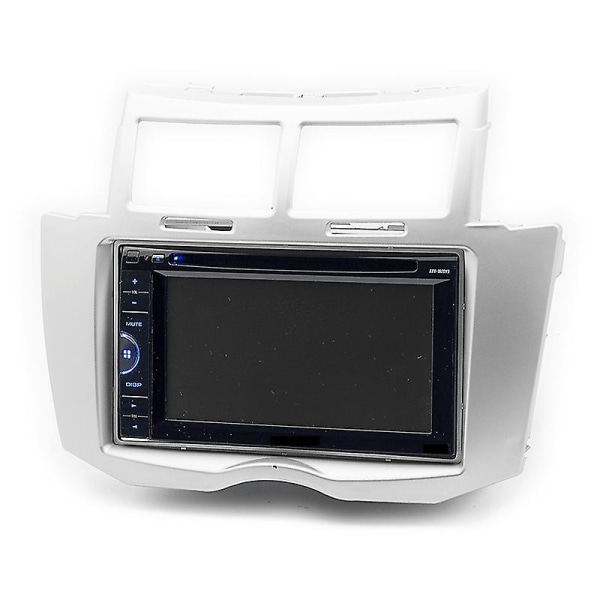 2 Din bilradio Stereo ram trimsats av instrumentbräda för Yaris Vitz Platz 2005-2011 DVD-spelare installation Silver  Black none