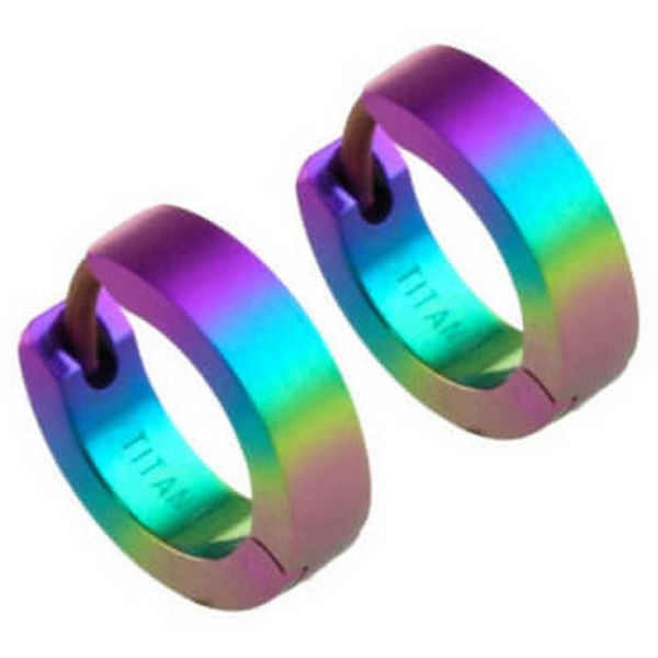 Ti2 Titanium Small Hoop Örhängen - Rainbow B Multi-colour none