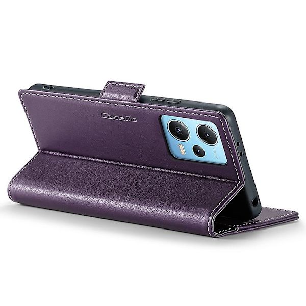Caseme 023-serien för Xiaomi Redmi Note 12 5g (kina) / (indien) / (global) / Poco X5 5g Litchi Texture Rfid Blockerande case Läder Sta Purple
