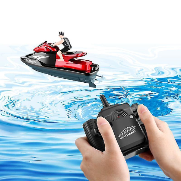 Rc Jet Ski Rc Motorbåt Höghastighetsfjärrkontroll Båt för pooler Sjöar 2,4ghz vattentät leksak för barn Zszjb53 Red