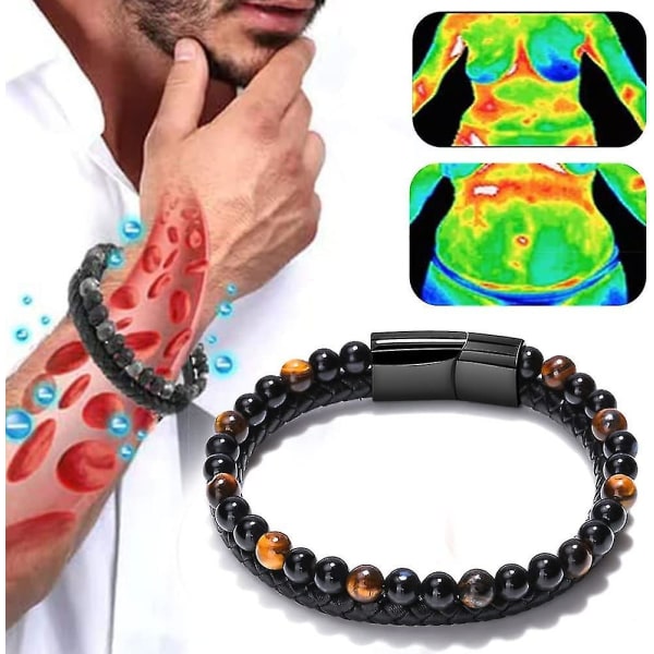 Humanic+ pro Maxhematie Beaded Armband,Humanic Maxhematie Beaded Armband,Titaniumion Therapy Armband, Humanic+ Armband Thermogenic Therapy Black Yellow Diameter 21cm