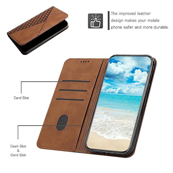 Kompatibel med Motorola Moto Edge 20 Pro Case Premium Cover Magnetisk Läder Folio Etui Coque - Brun null none