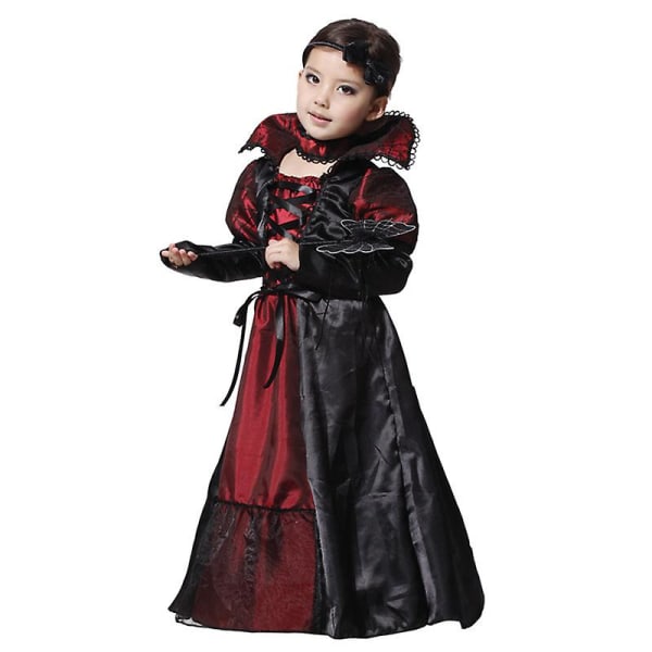 Halloween Dress Up Barn Flickor Häxa Vampyr Kostym Cosplay Fancy Dress Outfit Black 5-6 Years