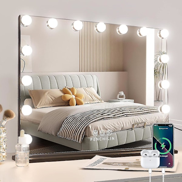 Hollywood Mirror USB Makeup Lights Led-lampa tänd 10 glödlampor 3 ljuslägen Bordsskiva Väggmonterad Cosm Endast glödlampor, inte speglar null none